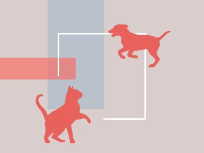 en silhuet af en hund og en kat